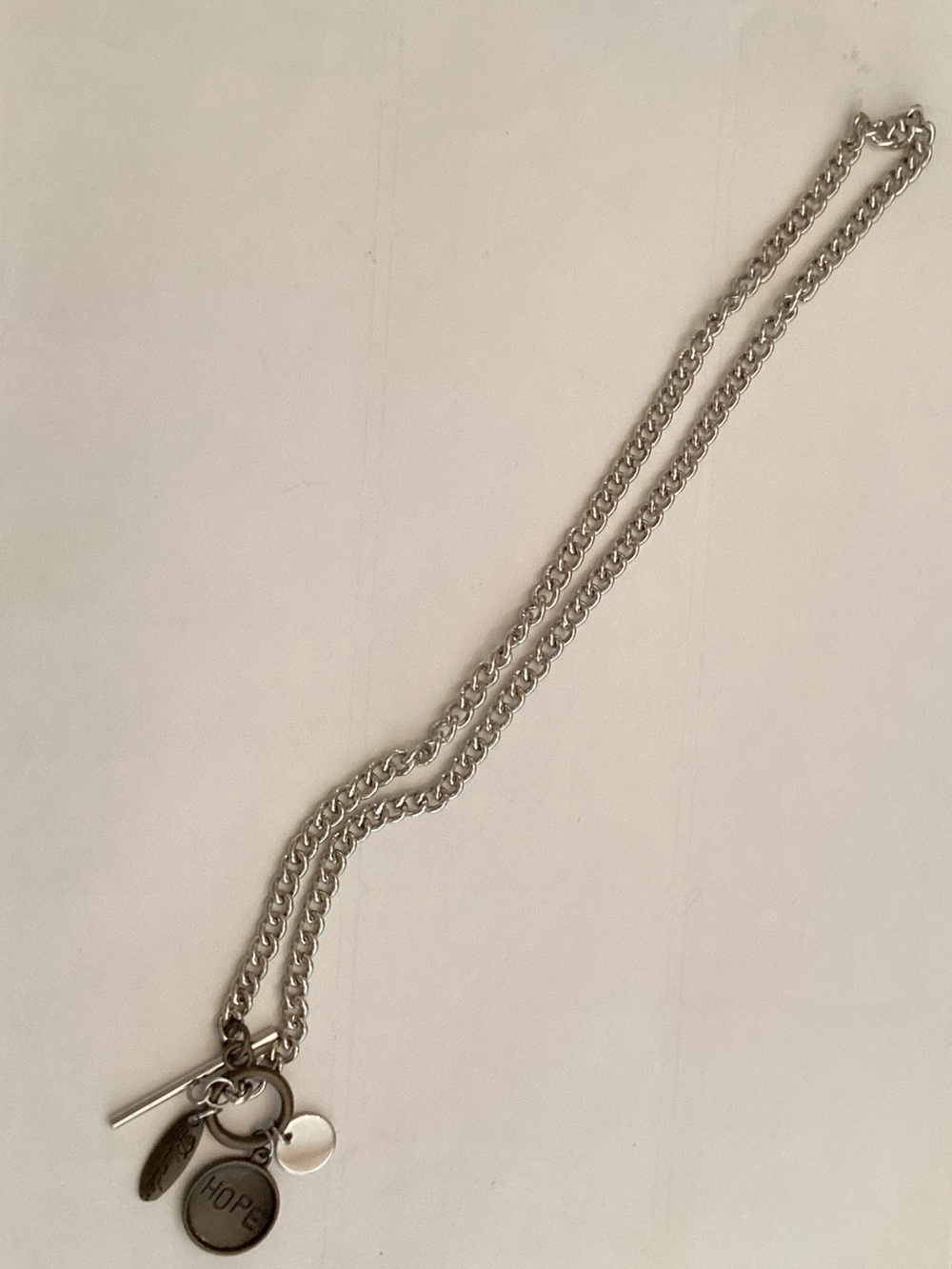 Plunder Silver Charm Layered Necklace‎ with HOPE Pendant